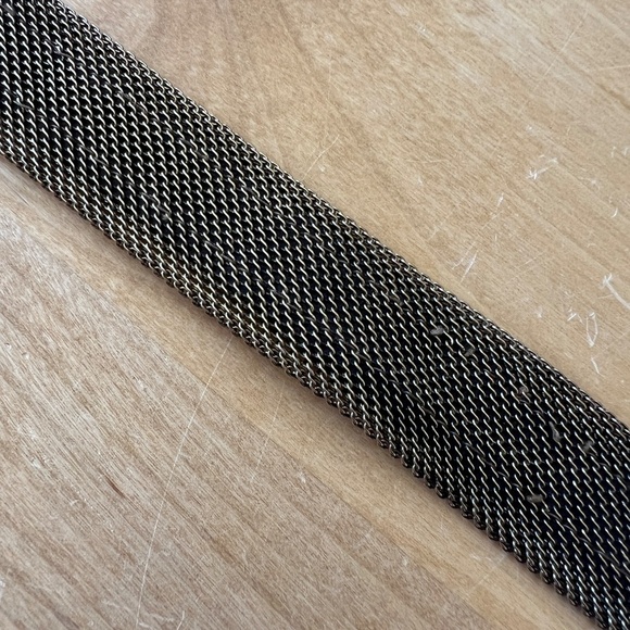 US MECO PARIS BELT VTG BLACK LEATHER METAL MESH BRONZE GROMMET STUDS WESTERN - Picture 11 of 12